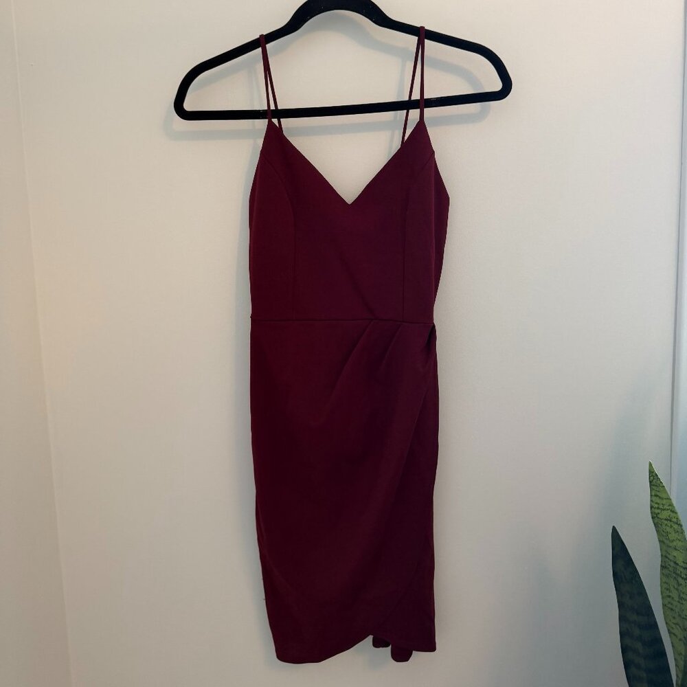 Lulus Wine Red Bodycon Mini Dress Split Leg Size Small